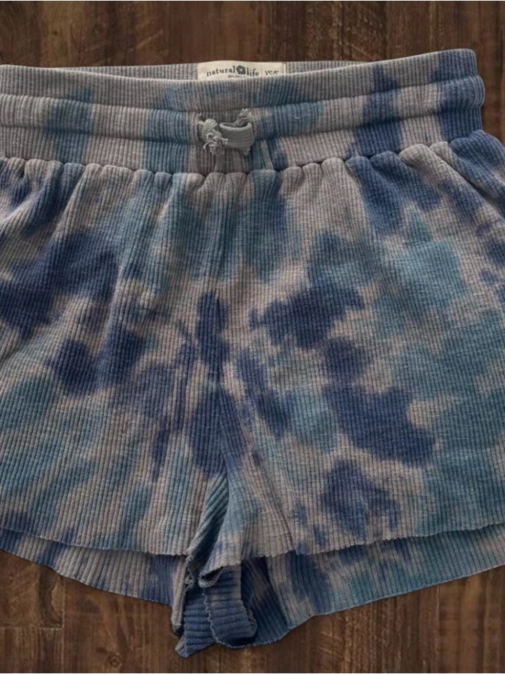 NATURAL LIFE Blue Tie-Dye Ribbed Lounge Shorts
